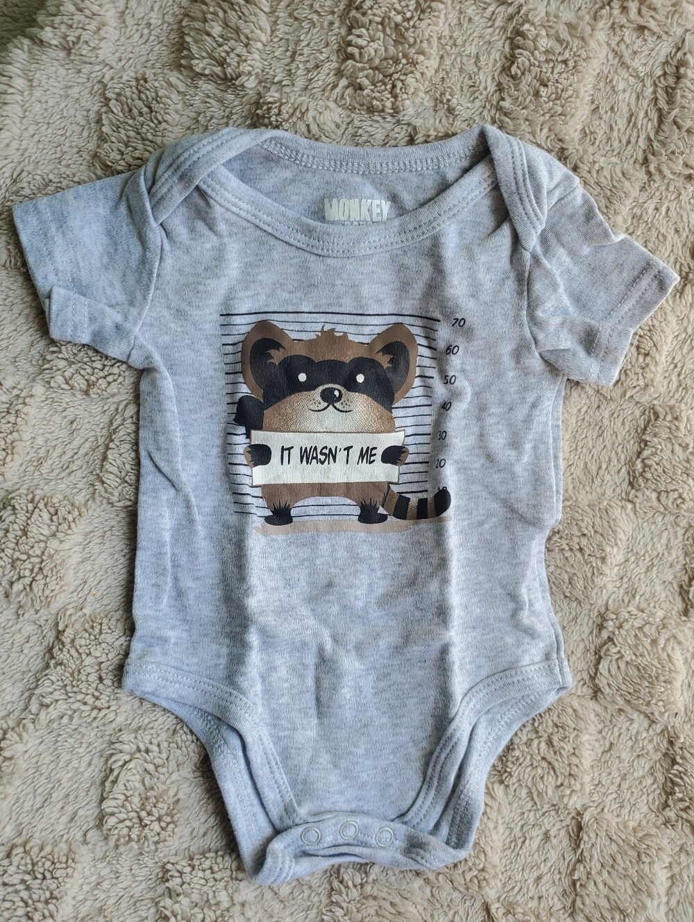 Gray Raccoon 'It Wasn't Me' Baby One-Piece